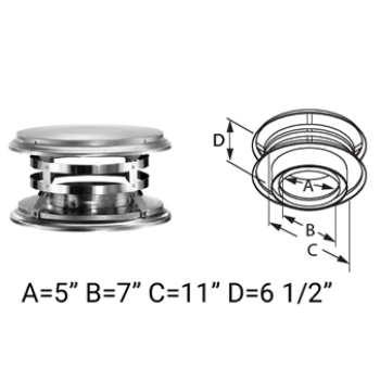 Duratech 5 inch Stainless Steel Chimney Cap | Wood Stove Flue Cap
