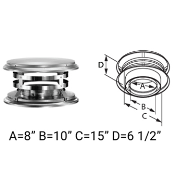 Duratech 8 inch Chimney Cap | Stainless Steel Wood Stove Flue Cap