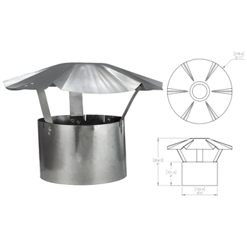 6 inch Stove Pipe Rain Cap | Stainless Stove Pipe Cap