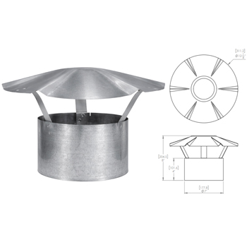 7 inch Stove Pipe Rain Cap | Metal Chimney Pipe Cap