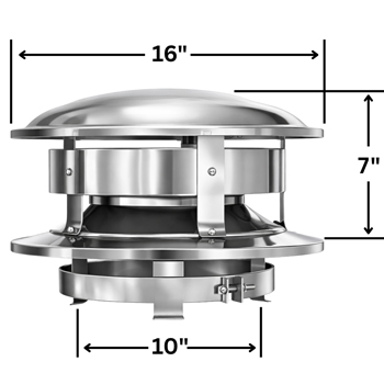 Selkirk 8 inch Universal Chimney Cap for 10 inch Pipe | Stainless Flue Cap
