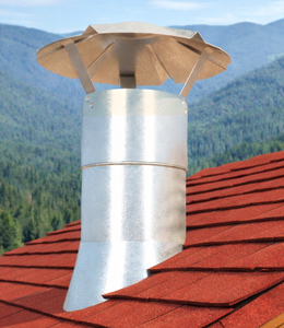 galvanized metal cheap rain cover on wood stove pipe