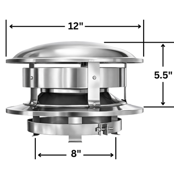 Selkirk 6 inch Universal Chimney Cap for 8 inch Pipe | Stainless Flue Cap