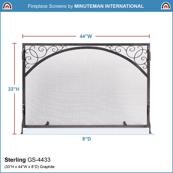 Minuteman GS-4433 44x33 Inch Sterling Flat Fireplace Screen