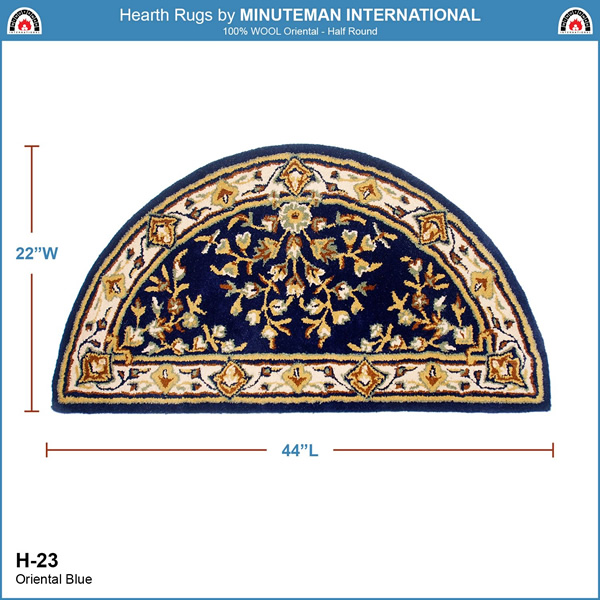 Minuteman H-23 44x22 Inch Blue Oriental Half Round Rug