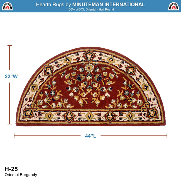 Minuteman H-25 44x22 Inch Burgundy Oriental Half Round Rug