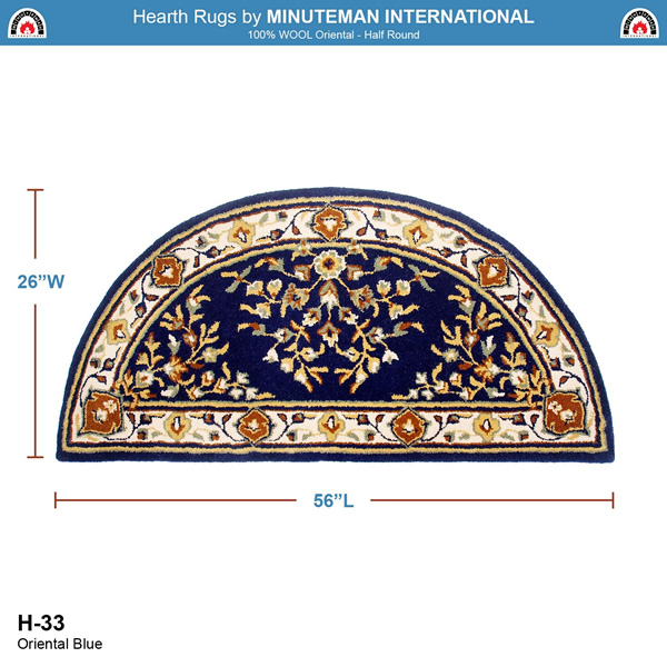 Minuteman H-33 56x26 Inch Blue Oriental Half Round Rug