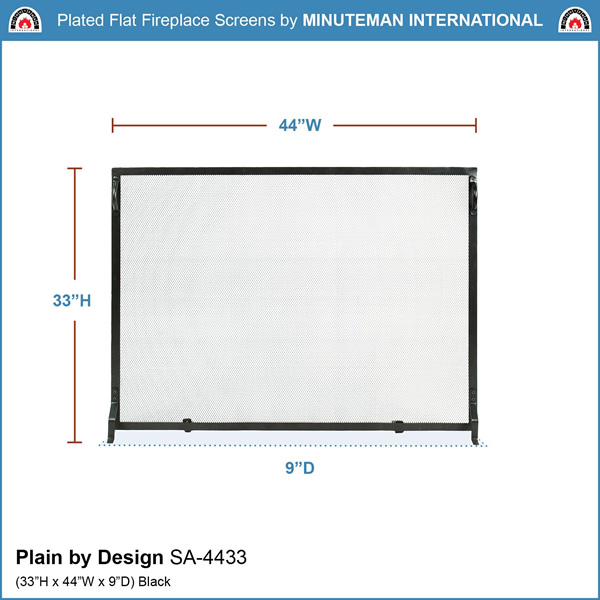 Minuteman SA-4433 44x33 Inch Plain By Design Flat Fireplace Screen