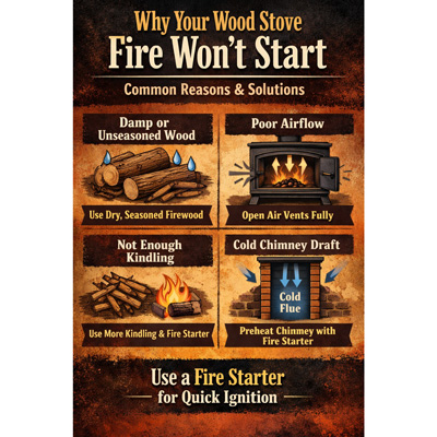 Common Reason Why Wood Fire in stove or fireplace will not light