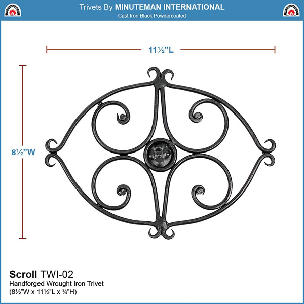 Minuteman TWI-02 Scroll Wrought Iron Trivet